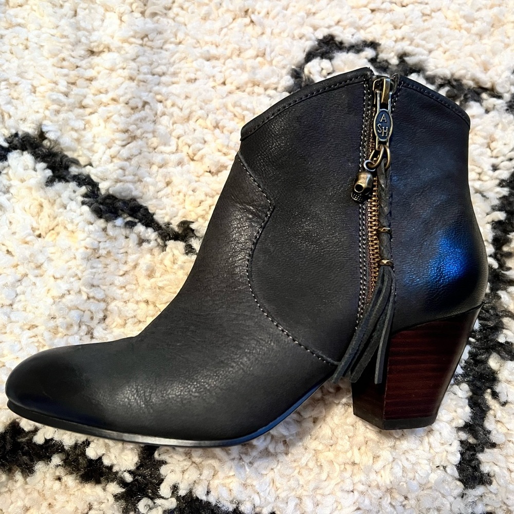 ASH Dark Grey Leather Booties
